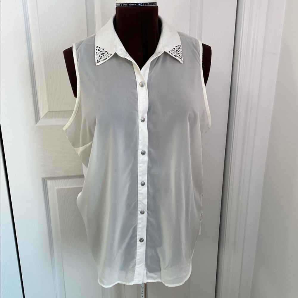 2 for $25 - Style & Co. Tunic Button Down Shirt, Embellished, Back Shirring, XL